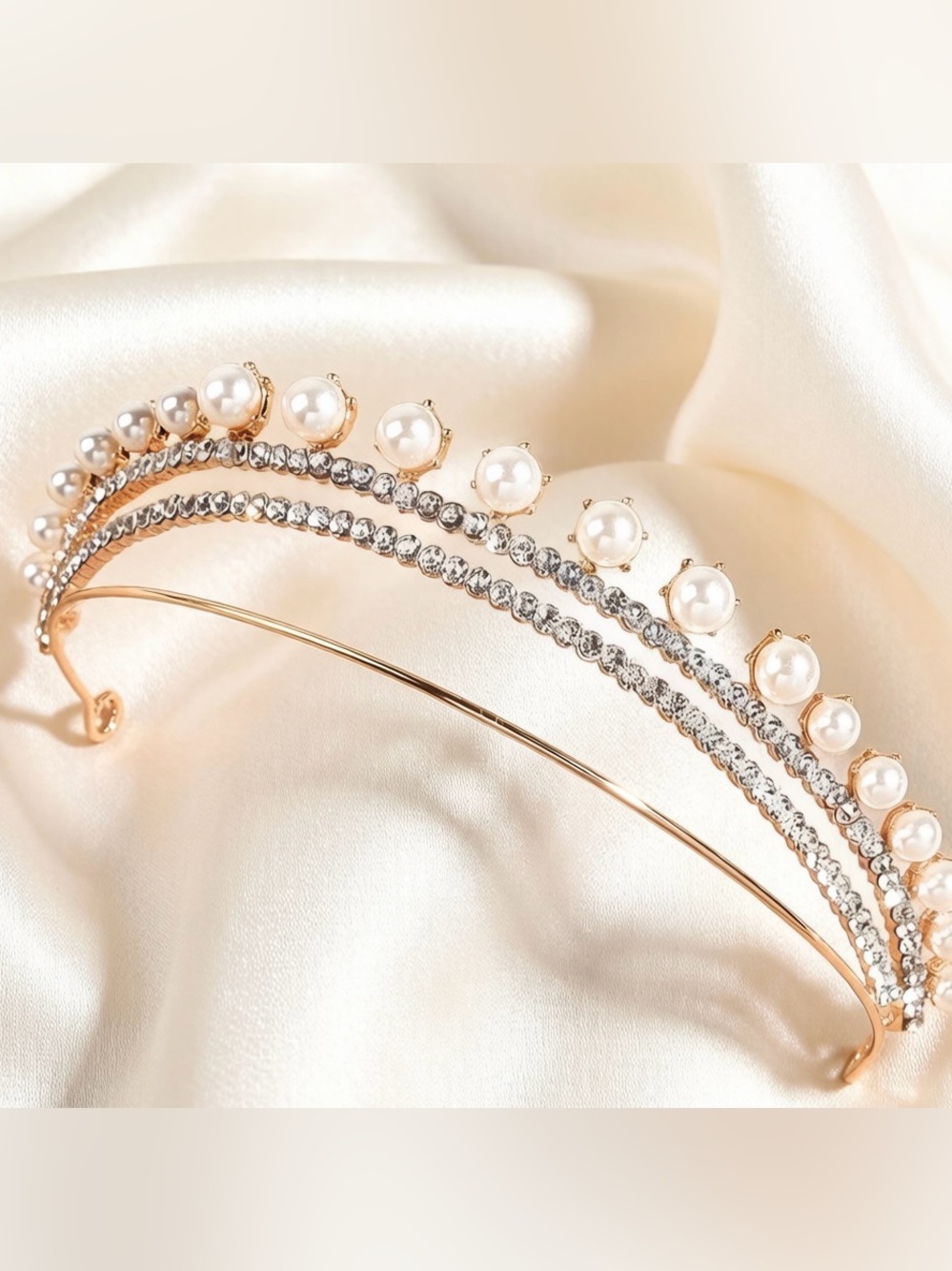 Pearl & Crystal Gold Headband - Women's Fashion Accessory